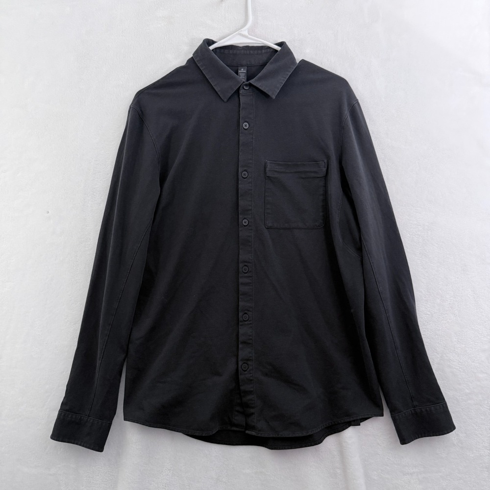 Lululemon Commission Shirt Mens M Black Pocket Stretch Business Casual